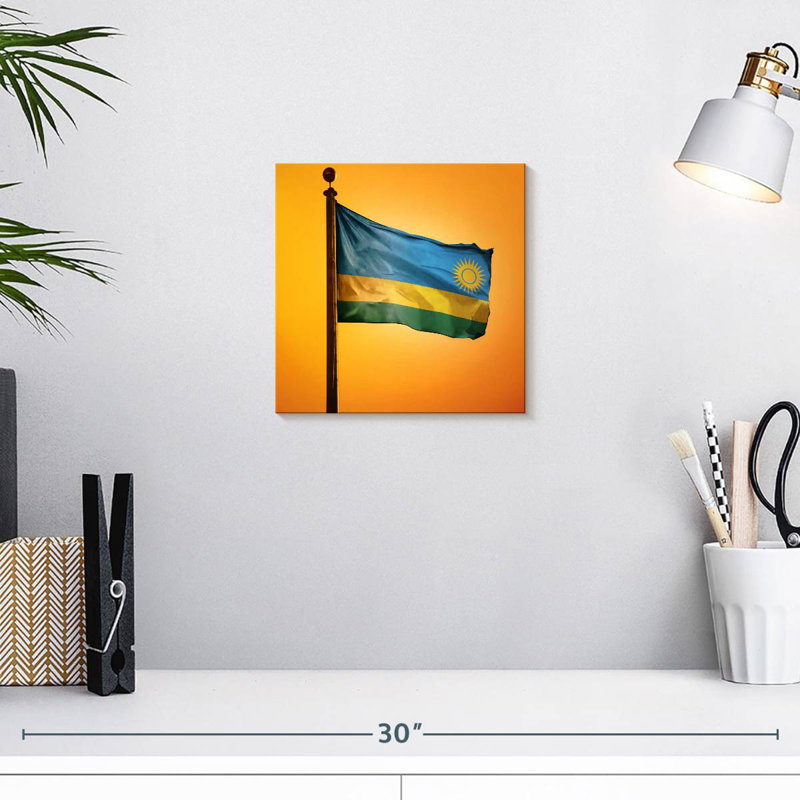 Borges Rwanda Flag Sunset, 10" H x 10" W
