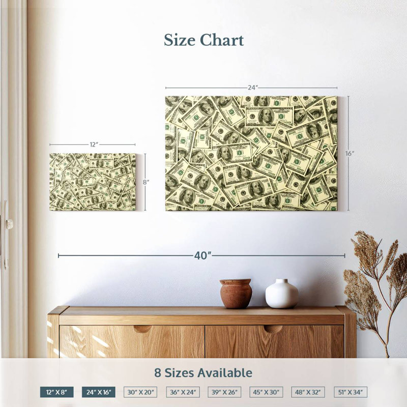 Kerner Hundred Dollar Bills, 16" H x 24" W