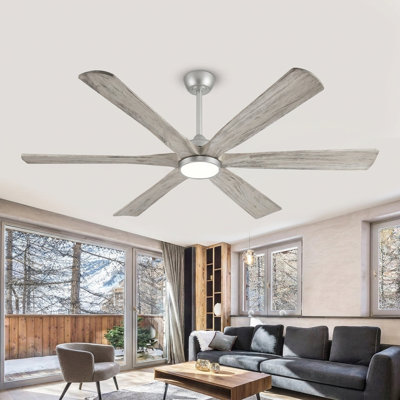 Ventilateur de plafond 60 po / 72 po avec éclairage, ventilateur de plafond en bois massif avec télécommande et contrôle d'application, moteur réversible silencieux CC, 6 vitesses, minuterie et fonction de mémoire