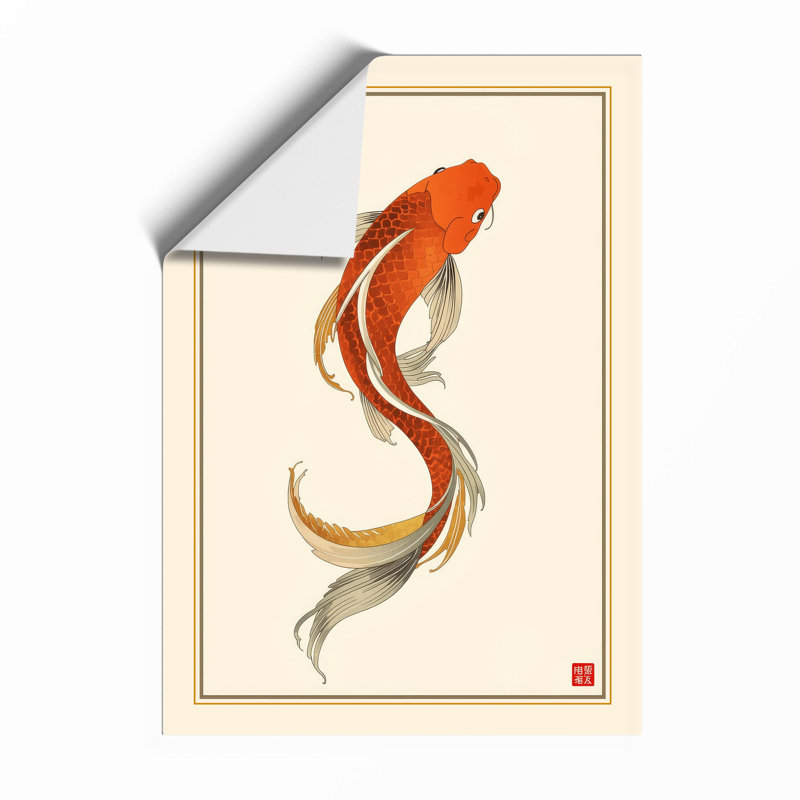Ascending Koi Japandi - Framed Print, A4 - 29.7 x 21.0 cm, Unframed