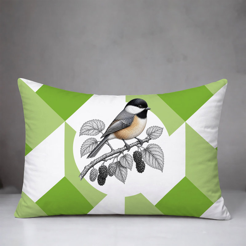 Oreiller réversible intérieur / extérieur Chikadee, 20 po x 14 po, Vert printanier