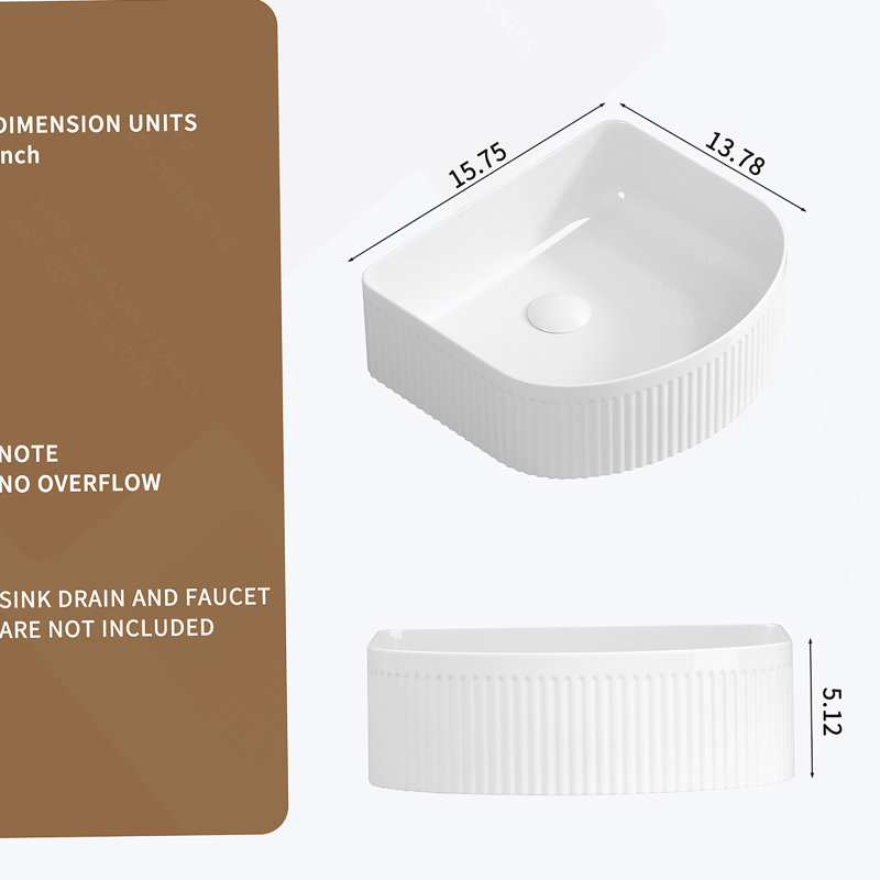 Lavabos rectangulaires pour salle de bain Petits lavabos modernes pour salle de bain Lavabo vasque en céramique Lavabo vasque en céramique blanc brillant