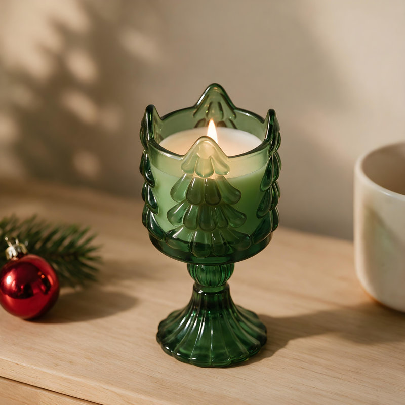 Bougie 6 oz en verre de vin vert sapin Frasier