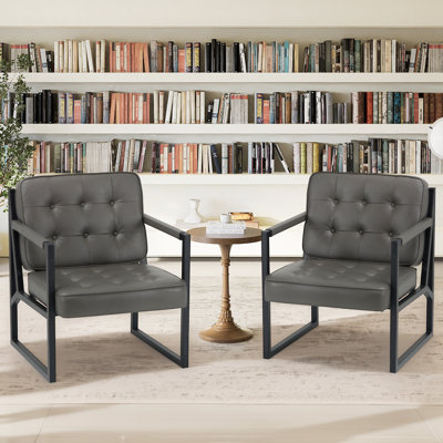 Multi-color Upholstered PU Leather Office Chair Set,Comfortable Living Room Armchair with Metal Legs Support, Suitable for Living Room, Bedroom, Reception Area and Office