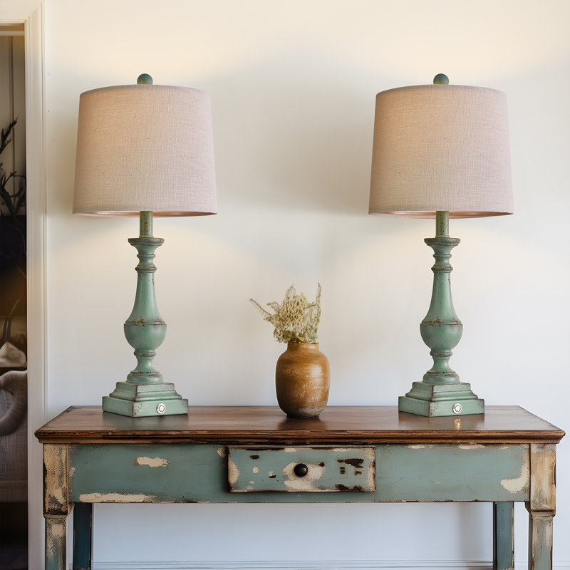 Kahloni 24.5 "Retro Resin Cabinet Light,USB Charging,Suitable for Bedroom,Living Room,Coffee Table
