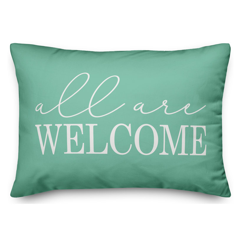 Textual Outdoor Throw Pillow, Mint Green