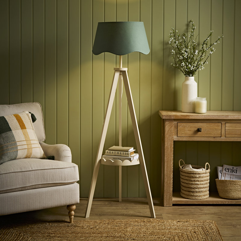 Teece Floor Lamp, With Bulb, Sage Green, Cream