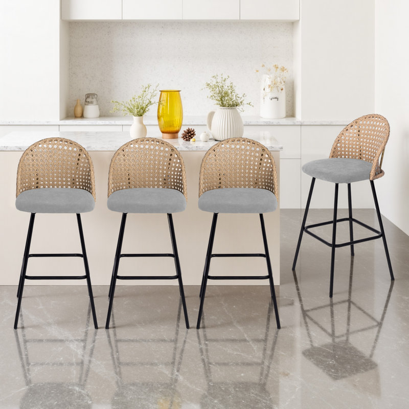 Tabouret de bar et de comptoir rembourré, Gris clair
