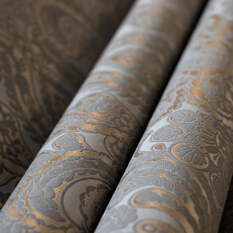 Adonea Ares 3D Embossed Metallic 33' L x 21" W Wallpaper Roll, Gray Copper