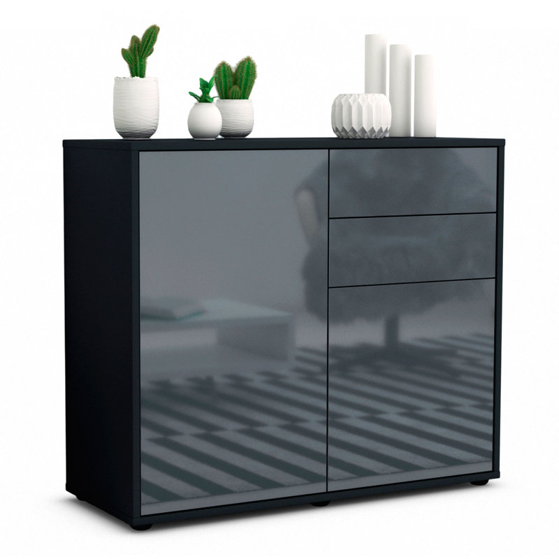 Princeton 92cm Sideboard, Anthracite/High-gloss grey