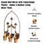 Metal Wall Mirror with 3 Planter Holders Antique Finish Indoor Outdoor Hanging Garden Decor Accent