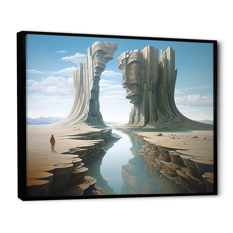 «Mind-Blowing», art mural surréalisme, Cadre flottant noir, H 34 po x l 44 po x P 1,5 po