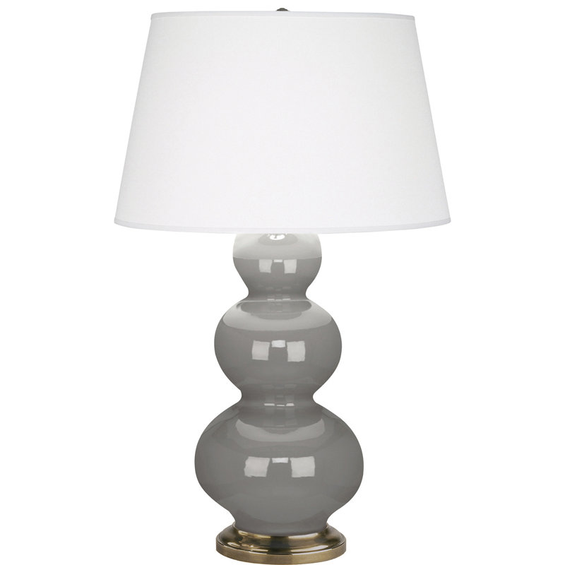 Triple Gourd Table Lamp, Antique Brass, Smokey Taupe, 33" H x 20" W x 20" D