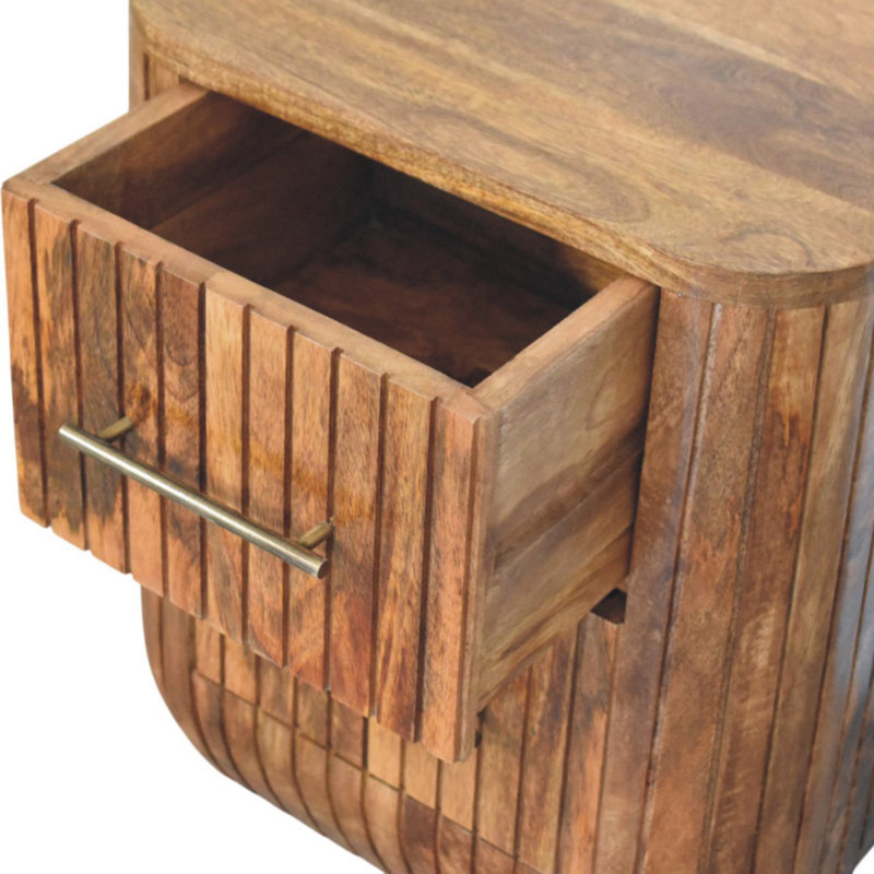 Table de chevet cannelée avec tiroirs