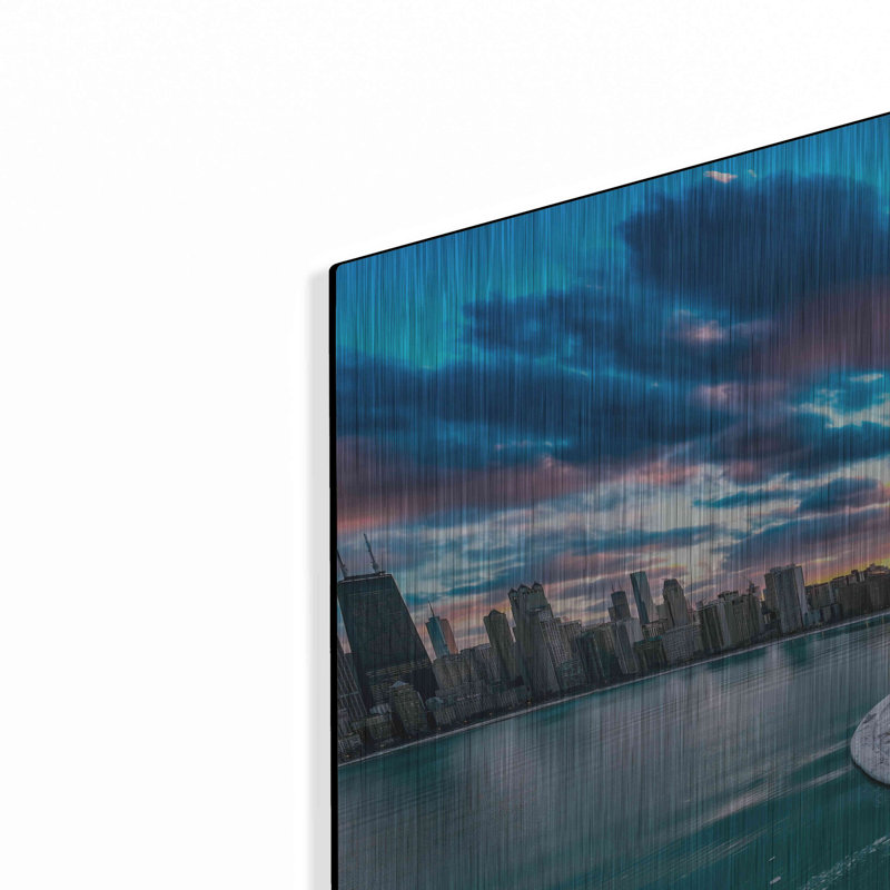 Fiery Chicago Sunset, art mural en métal, H 24 po x l 36 po
