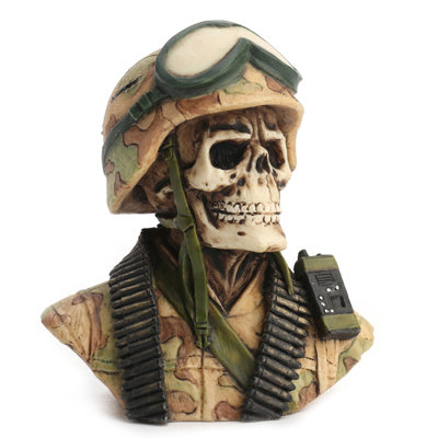 2.76 inches H Multicolor Military Skeleton Half Bust made of Resin