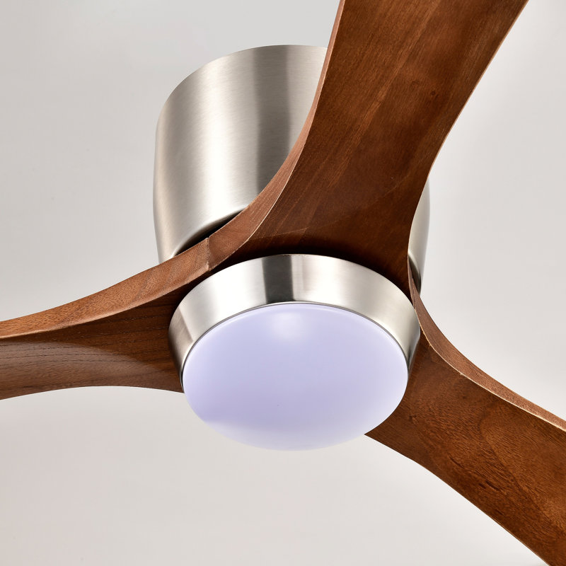 Ventilateur de plafond encastré à pales en bois massif avec lumières, télécommande, moteur à courant continu silencieux, 6 vitesses, ventilateur de plafond réversible