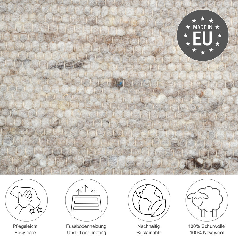 Pimental Handmade Flatweave Wool Leight Brown Rug, Runner 70 x 240cm
