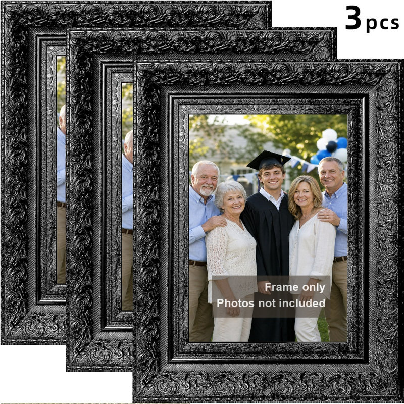 Cadre photo 3 pièces 5 "x 7" noir pour bureau, Noir, 3, L 5 po x H 7 po