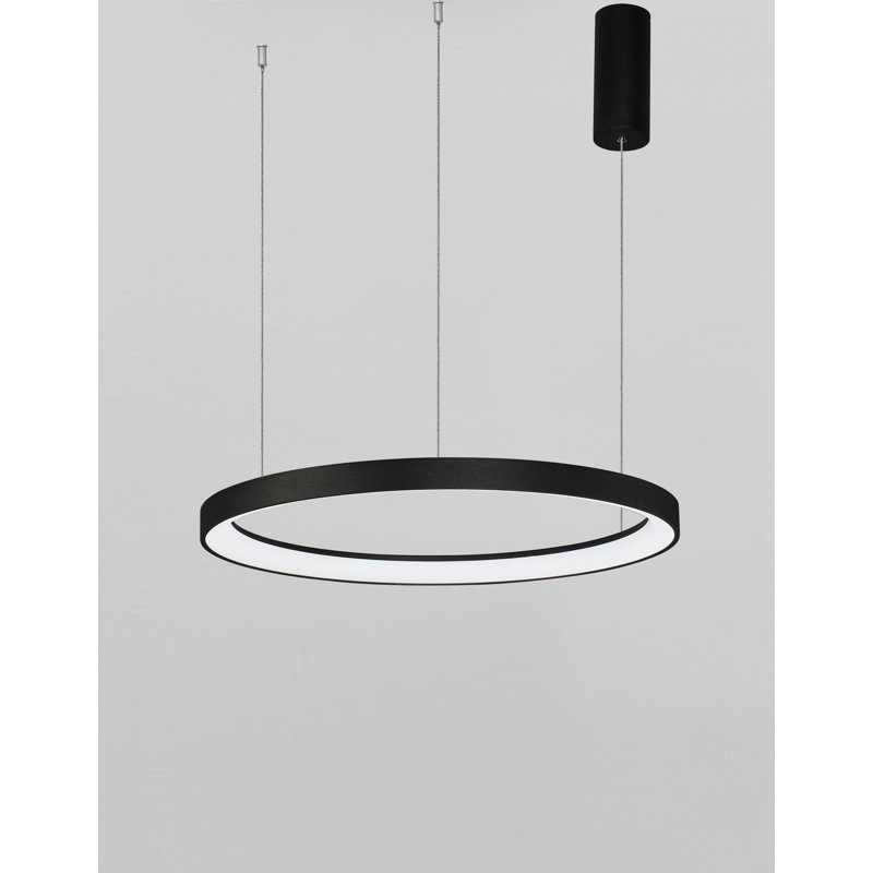 1 - Light LED Single Pendant, Black, 3.5cm H x 58cm W x 58cm D