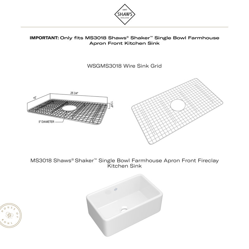 Shaws­™ Wire Sink Grid For Kitchen Sink, Stainless Steel