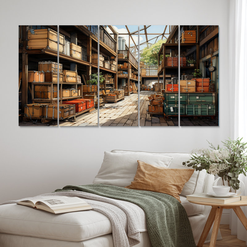 «Warehouse Hidden Treasures II», art mural sur toile, 5 panneaux égaux