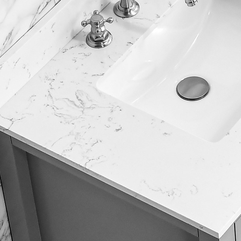 Modern Bathroom Sinks, Stone Vanity Top With Ceramic Sink, Easy Installation