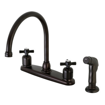 Kingston Brass Millennium Two-Handle 4-Hole 8" Centerset Kitchen Faucet with Side Sprayer