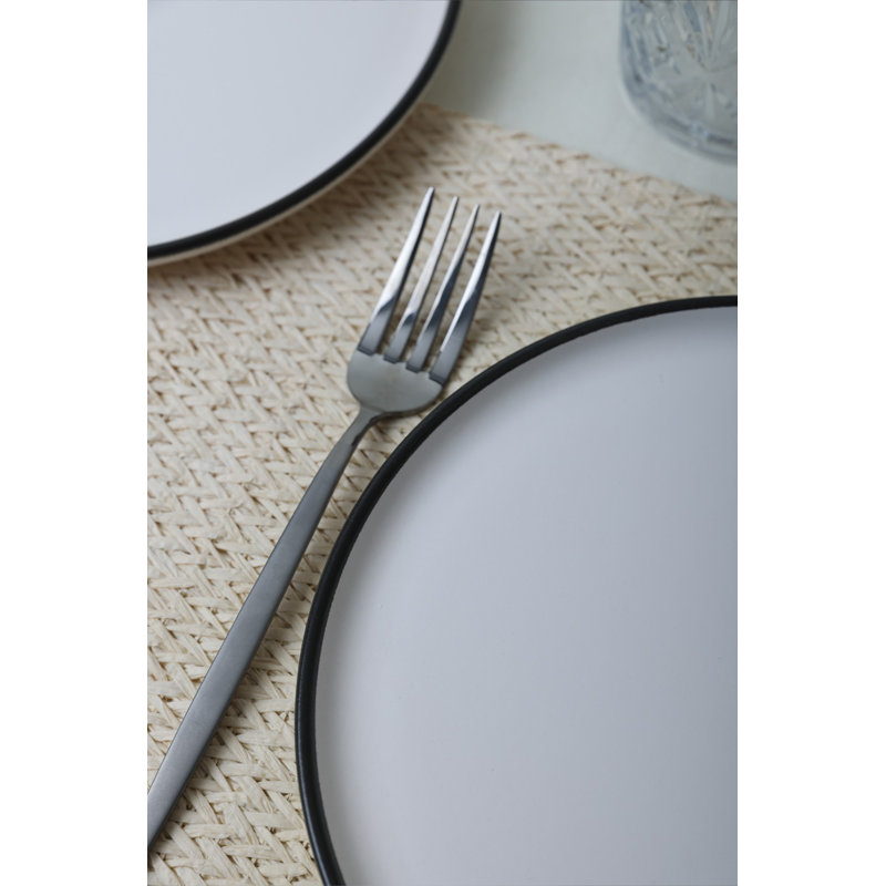 Ensemble de vaisselle en céramique blanche et dorée Regal (ensemble de 20)