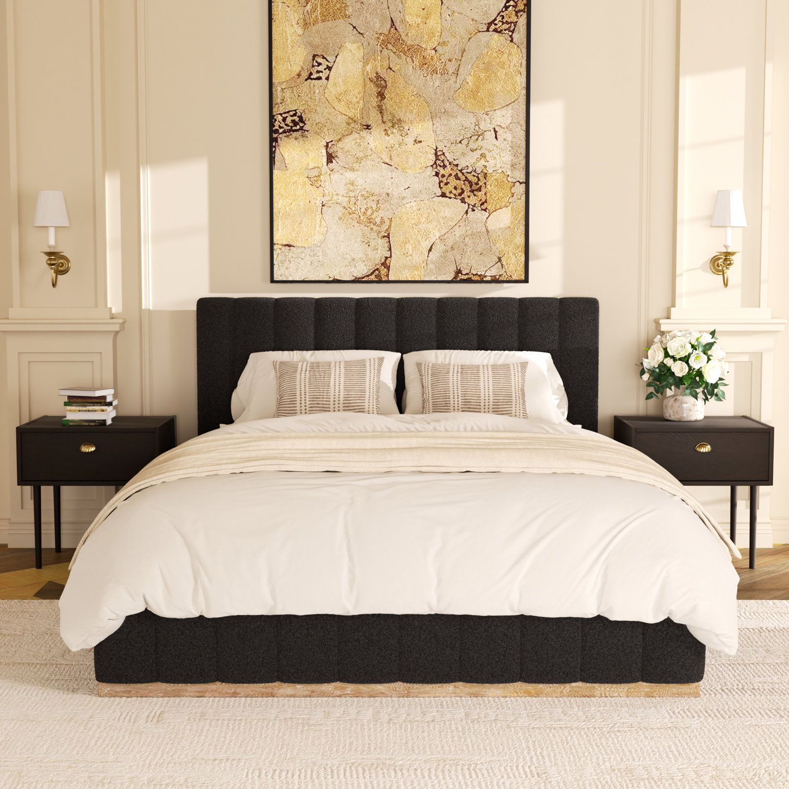 Braesyn Upholstered Bed, Black, Queen