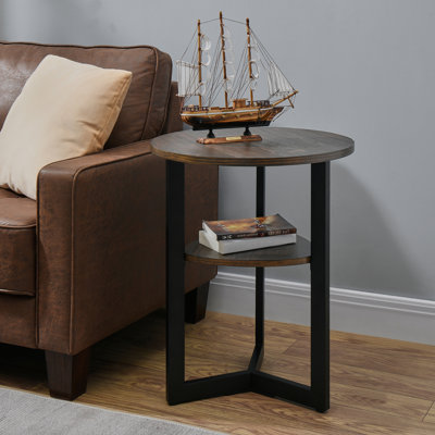 Alandus 24” Tall Round End Table with Storage Shelf