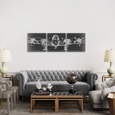 Graphic Plane Triptych - Canvas Wall Art Set - Wrapped Canvas (Set of 3)