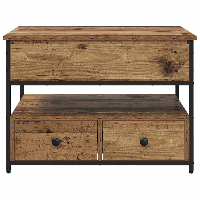 Lift Top Coffee Table with Storage, 54.5cm. H x 70cm. L x 50cm. W, Old Wood