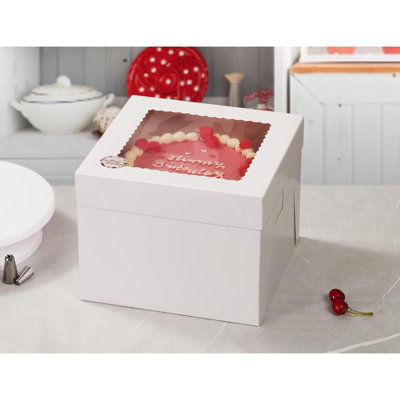 Kootek Cake Boxes Tall Cake Box With Window Bakery Boxes Large Baking Boxes Square Cardboard Cake Box For Multi Layer Cakes Cake Decorating Supplies For Gift Giving