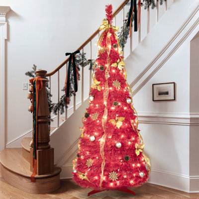 Décoration de sapin de Noël rouge 6 pi