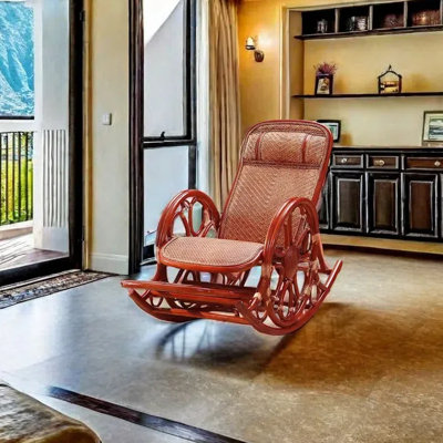 Fauteuil à bascule décontracté en rotin tissé pour la maison