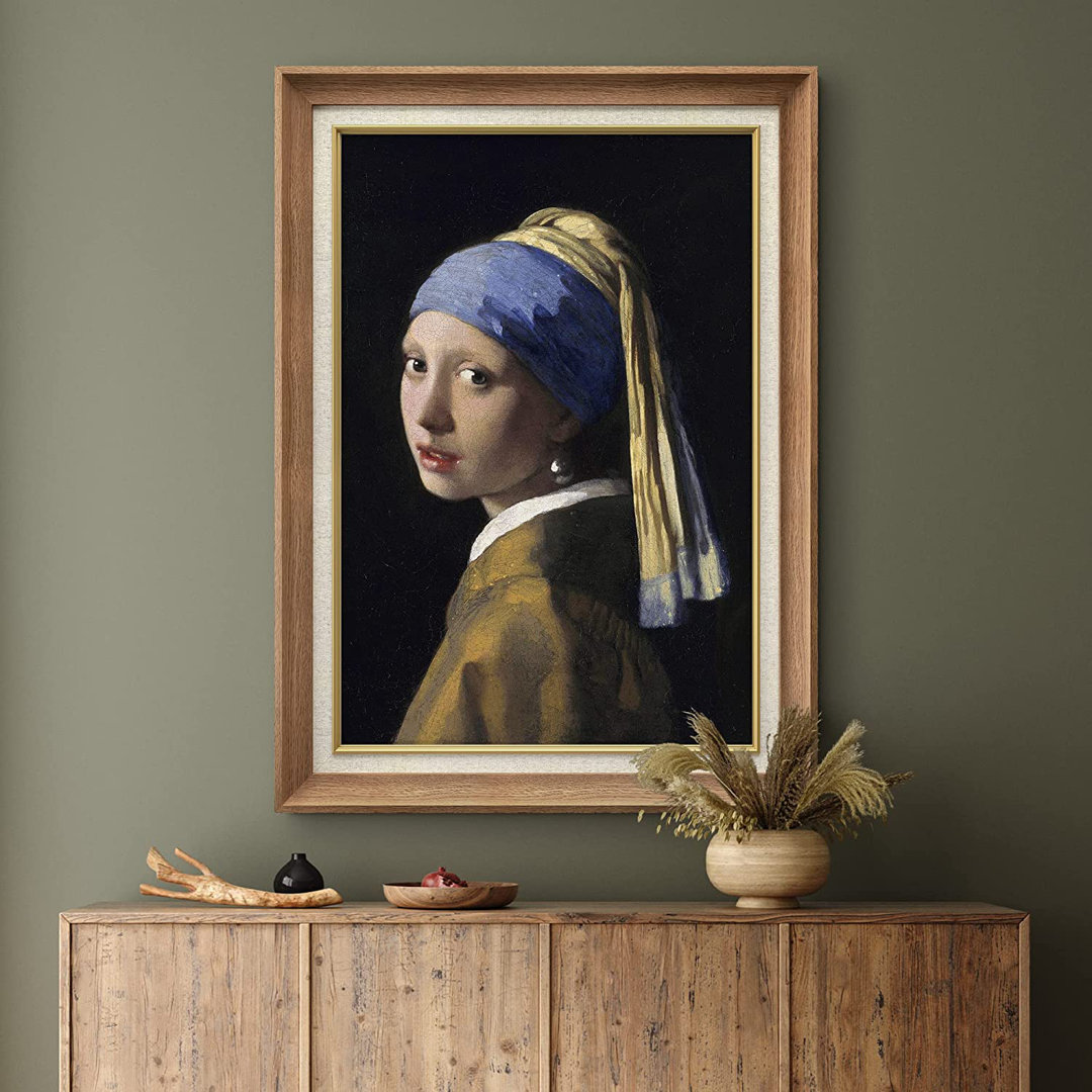 Girl with a Pearl Earring by Johannes Vermeer - Single Picture Frame Painting on Canvas SIGNLEADER Frame 