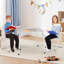 Table pliante en acier avec chaises rembourrées en cuir, coussins confortables, structure robuste, compact pour manger, étudier, jeux-2094531360-2094531362