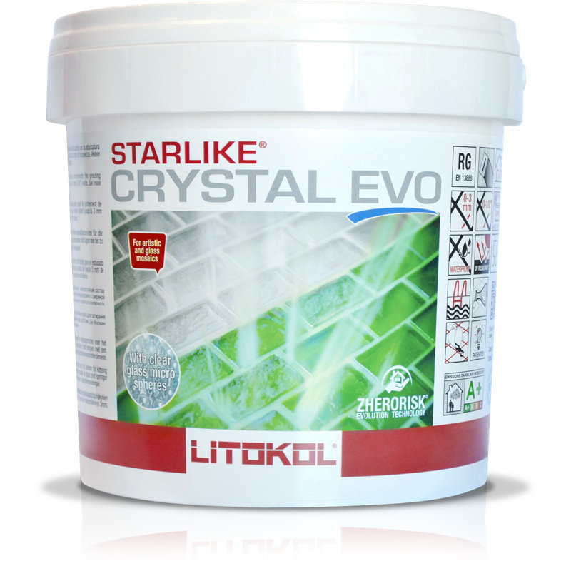 The Tile Doctor Starlike Crystal EVO 700 Glass - Litokol Epoxy Translucent Grout for Tile. Wall or Gloor Tile Epoxy Grout- 5.5 lbs