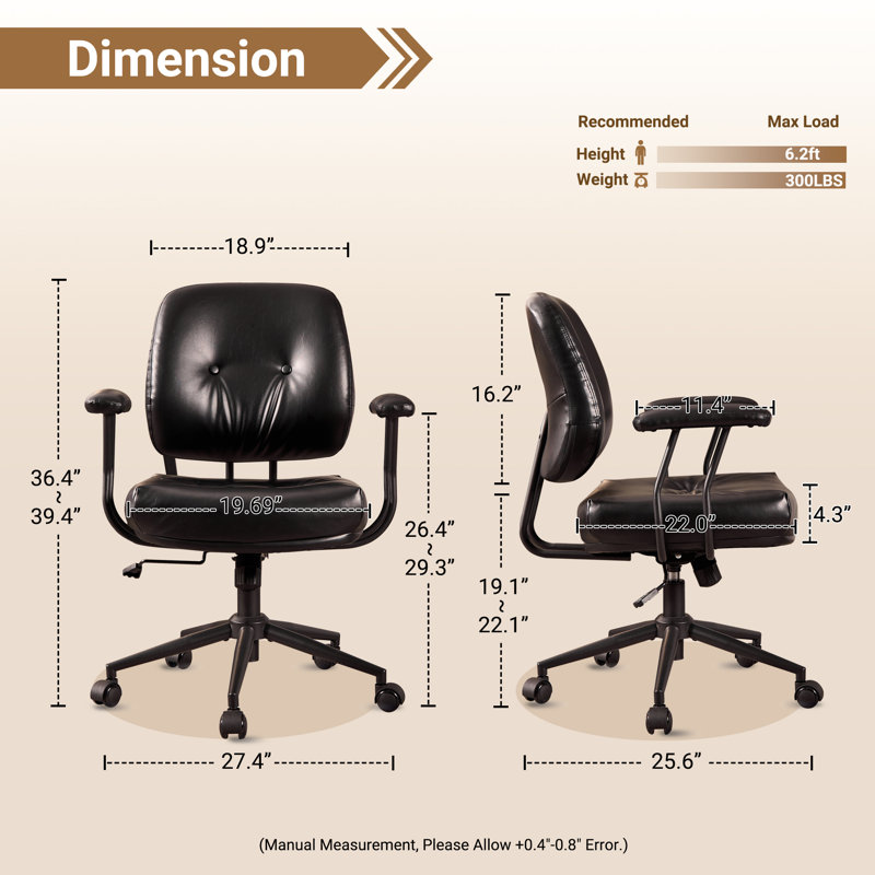 Fauteuil ergonomique pivotant pour bureau à domicile, Noir