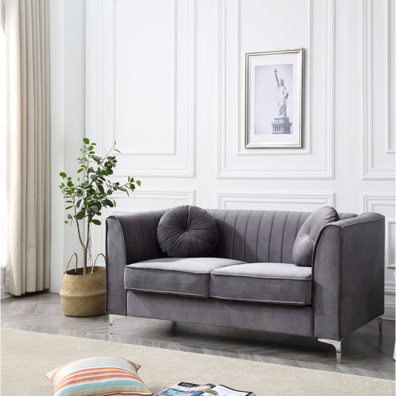 Ballentine 65'' Velvet Loveseat, Gray