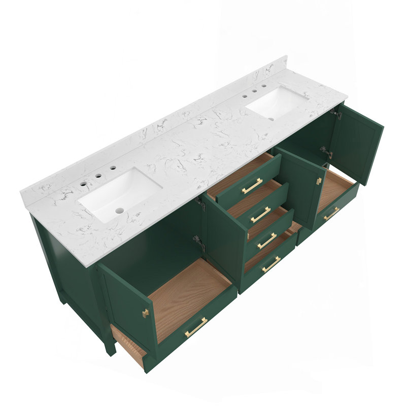 Meuble-lavabo autoportant avec cadre double en bois massif 84 po