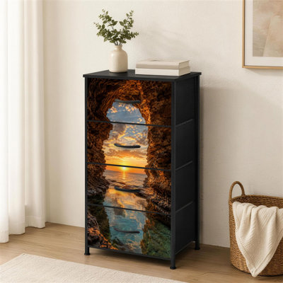 Commode 4 tiroirs pour chambre à coucher Enchanting Sea Cave Art Azure Waves Gleaming Minerals