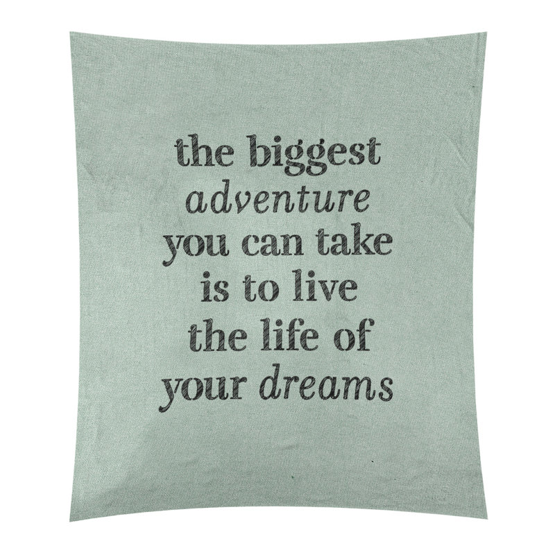 Tapisserie en polyester, le plus grand témoignage de citation adventure, H 27,5 po x l 37,5 po, Vert / Noir