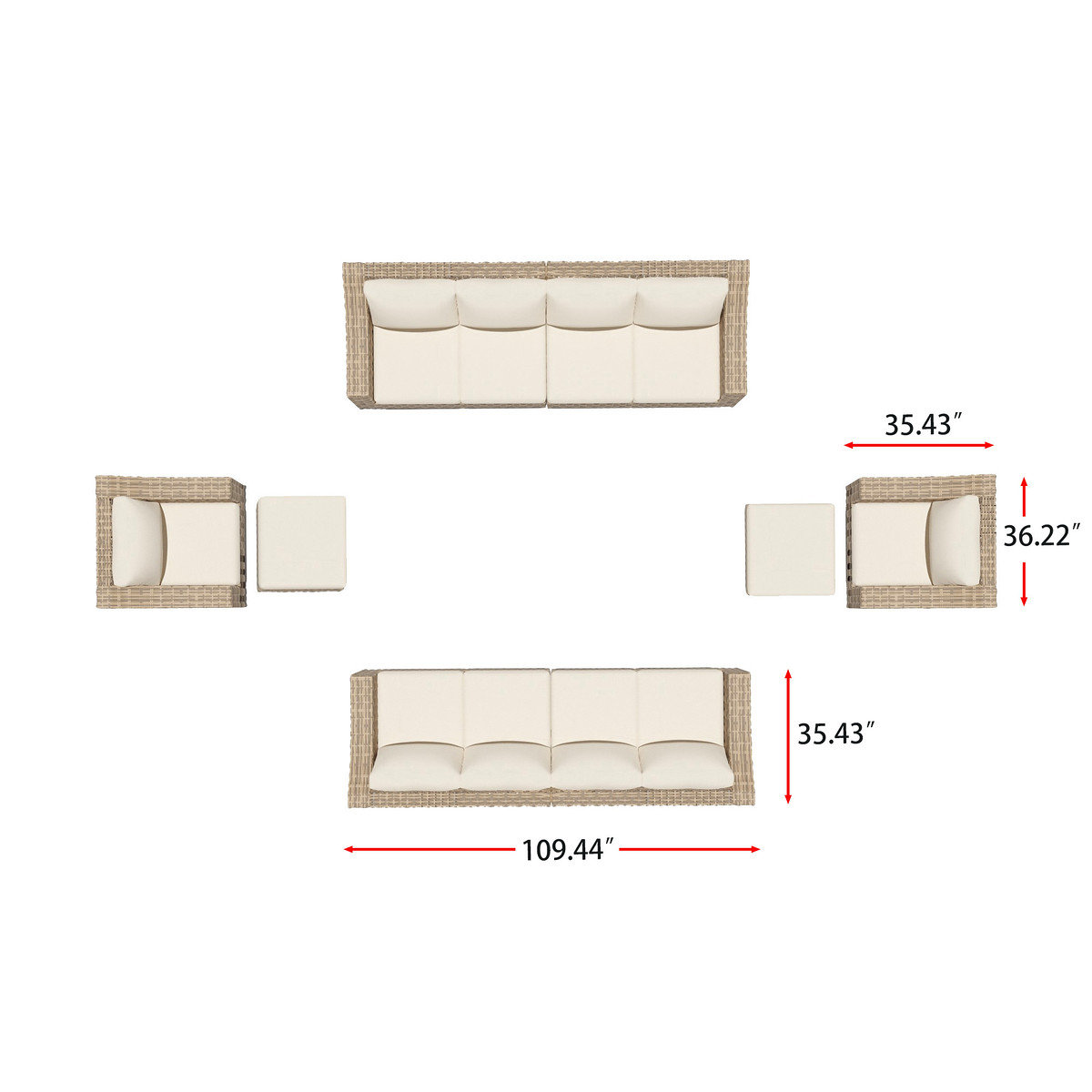 Eloisa 10-Person Patio Seating Group, Tan