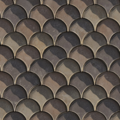 Geometric Tiles Wallpaper Scales Brown Decorative Mural