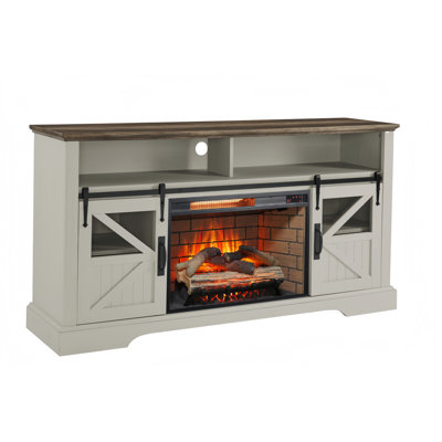 60" Electric Fireplace Entertainment Center With Door Sensor