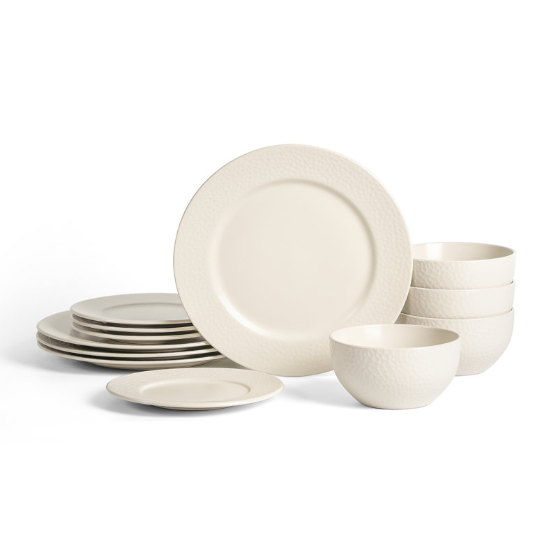 Stone Lain Topaz 12-Piece Dinnerware Set Stoneware, Beige