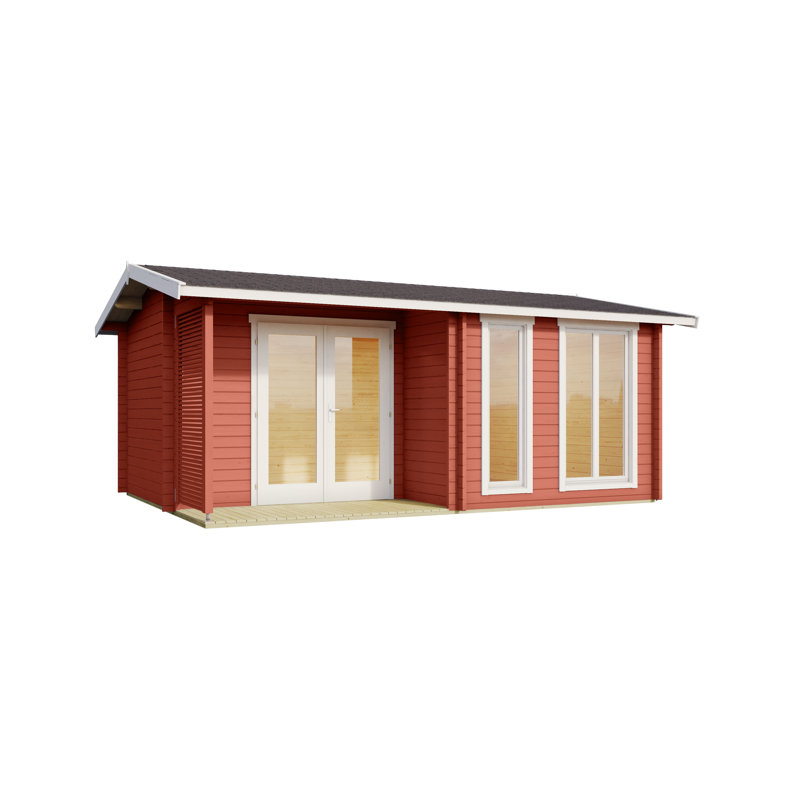 Lasita Brighton 17 x 13 Ft. Premium Log Cabin With Tempered Double Glazing (44mm), BRIGHTON 44 SWEDISH RED