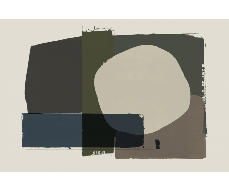 Abstract Overlapping Forms by Cartissi — Abstract Wall Art, 48 × 32, Matted Framed Print, White